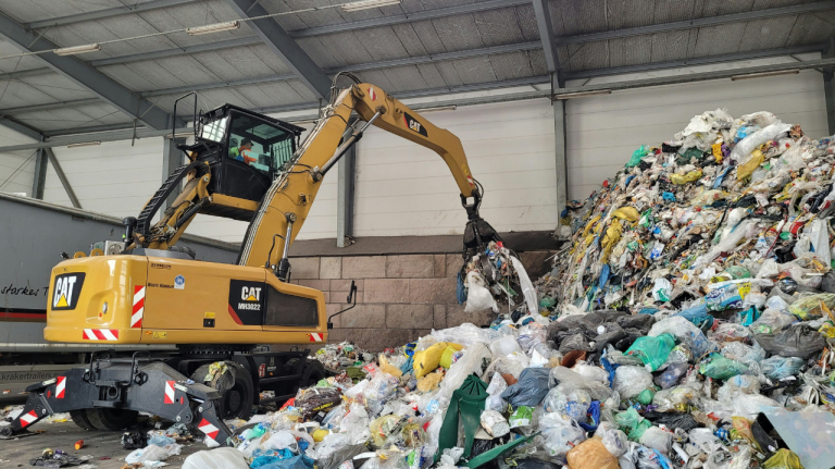 Person separating waste after being contaminated