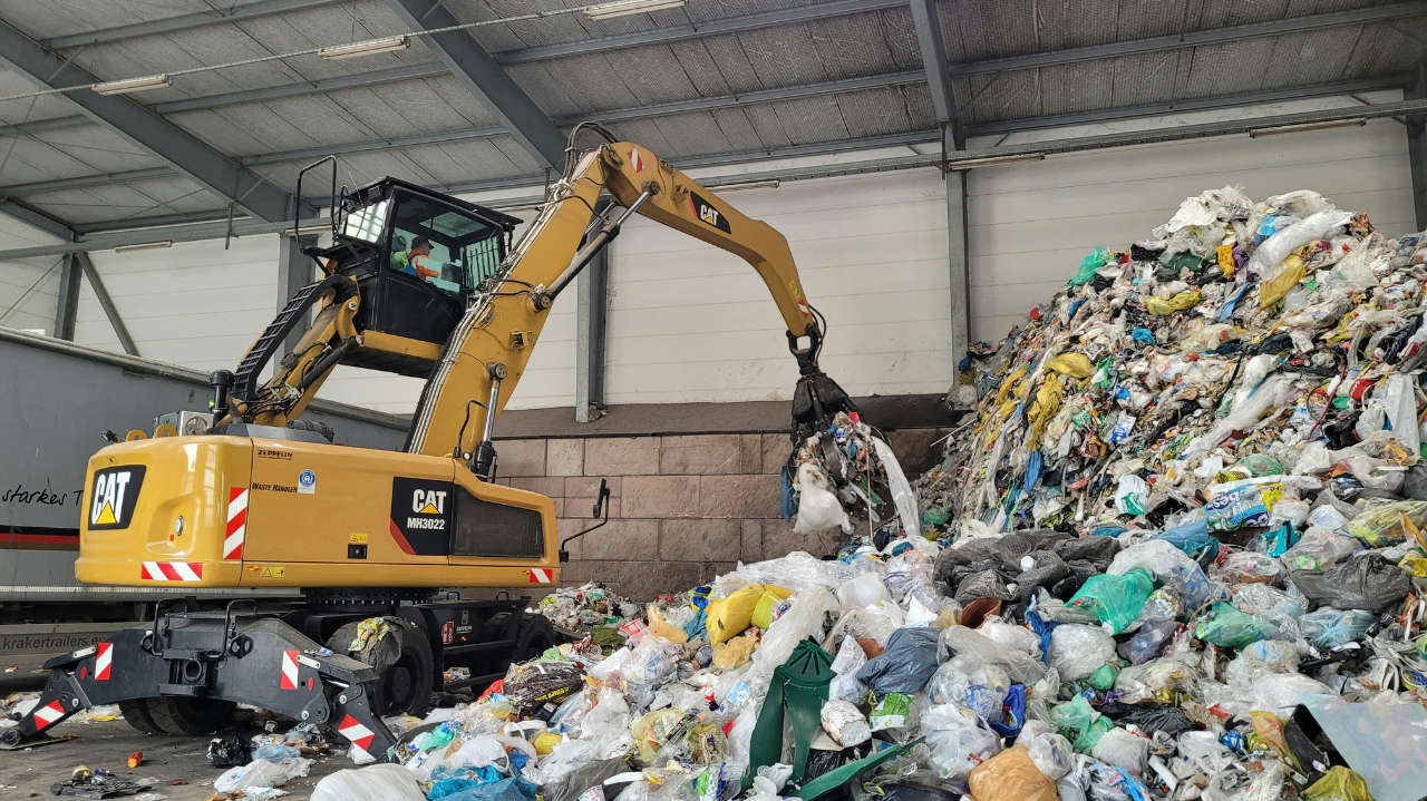 Person separating waste after being contaminated